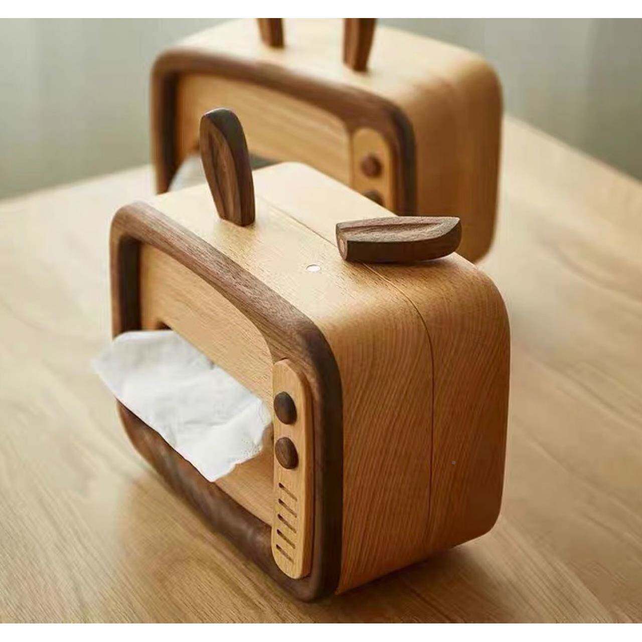 电视兔卧实木可爱纸巾盒意摆YGN件客厅餐巾纸收纳室高档卡通抽创