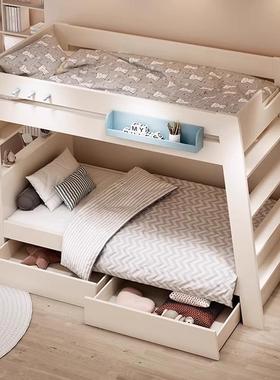 上下同层宽床儿童床平行上下铺小户型式IRN高低床双床男女交错子