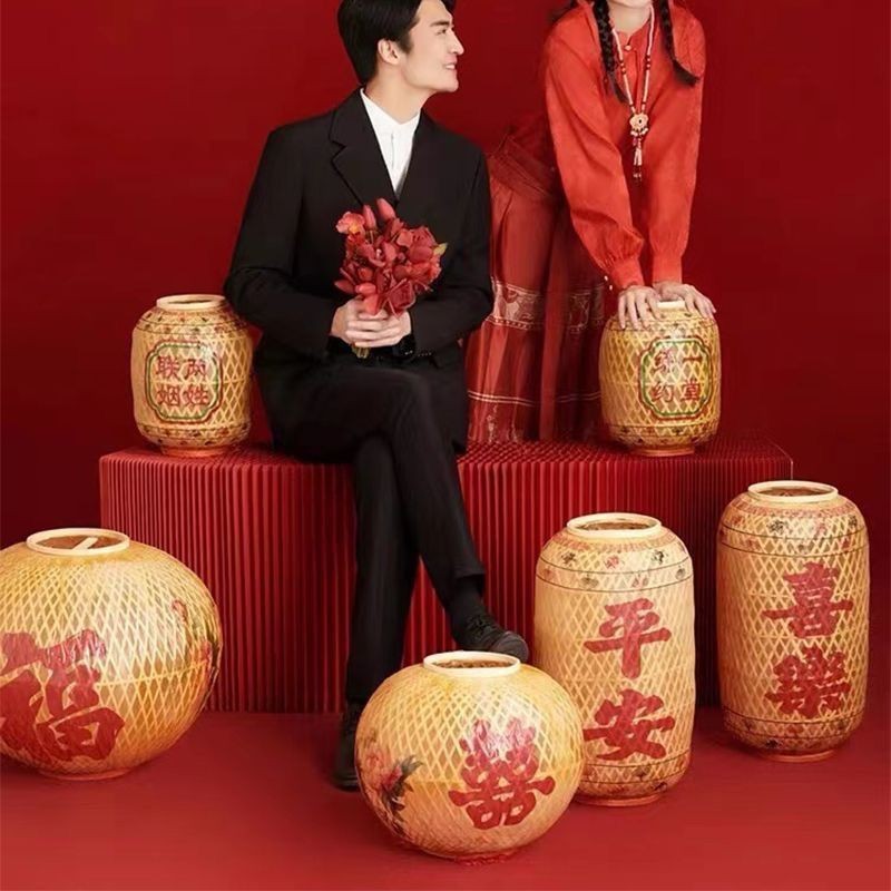摄影道具潮汕竹编油纸灯笼