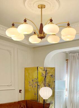 中全铜柿子客厅吊灯美式复古古桃卧室吊灯餐厅灯复木古90743民胡