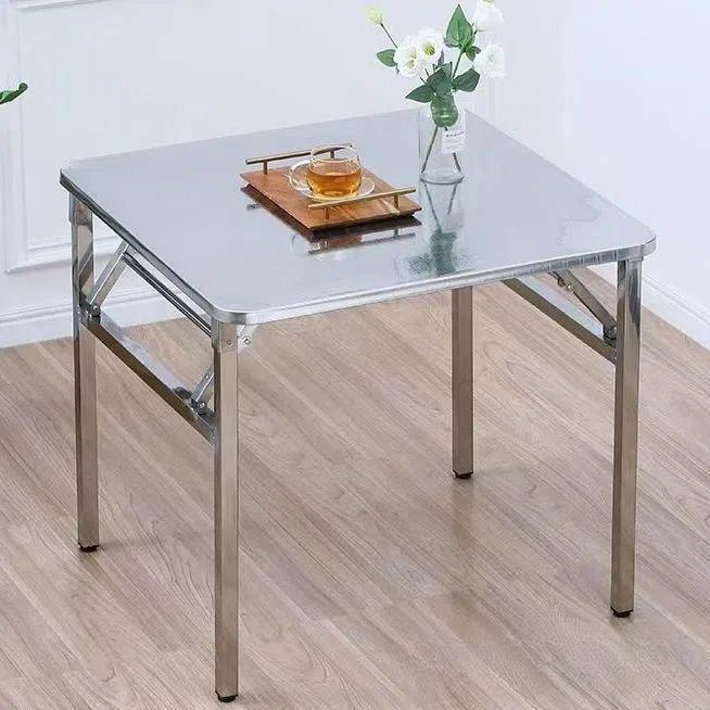 特厚锈钢小方摊桌多功能连烧体URR可折叠桌子不家用吃饭桌摆户外