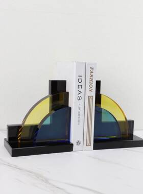 现代约创意水晶扇简形书档摆样件板间居客厅家玄关书0720房书柜装