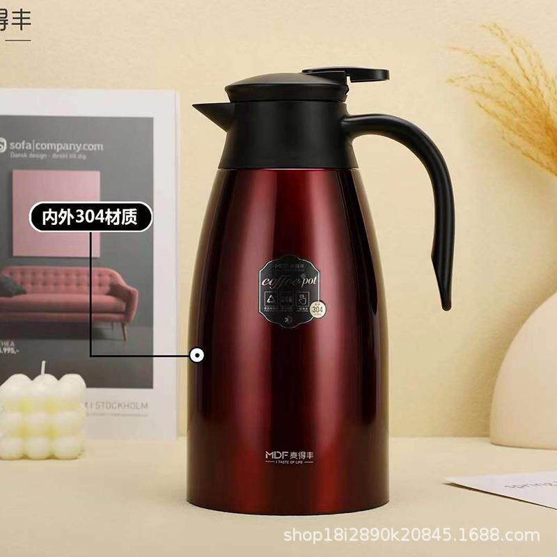 新款34不锈钢高颜值大M9059容量家带握把水壶用保按压出水温0壶