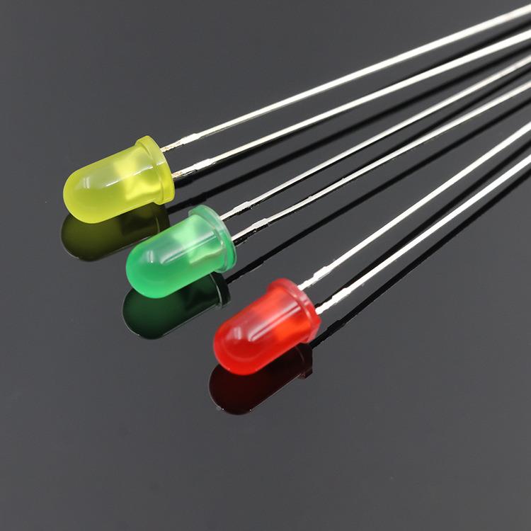 F5/5M头加脚带色红发红绿发绿黄发黄圆光51/长535MM圆头M直插LED