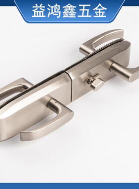 公办室隔断玻门璃门执手KFG锁黑色双无平口高隔断框玻璃锁带把手