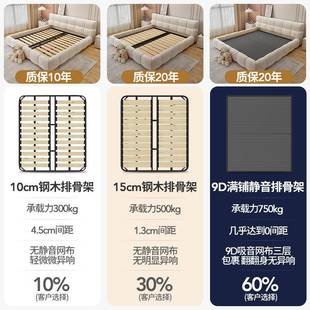 床家用奶油风猫抓布软包床法式 落地床泡芙云朵2米砂x2米磨无品牌