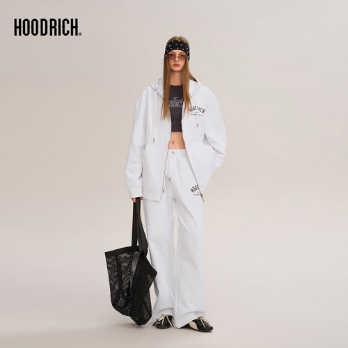 HOODRICH基础字母LOGO春秋印花帽衫潮牌连帽卫衣拉链开衫外套男款