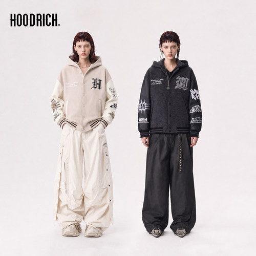 HOODRICH美式复古重磅刺绣棒球夹克潮流冬季保暖飞行员夹克外套男