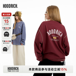 HOODRICH美式复古字母印花长袖T恤春季潮流情侣宽松运动休闲上衣