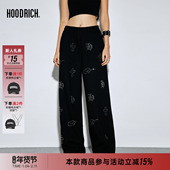宽松情侣休闲运动裤 HOODRICH十字架哥特字母烫钻直筒卫裤 潮流新款