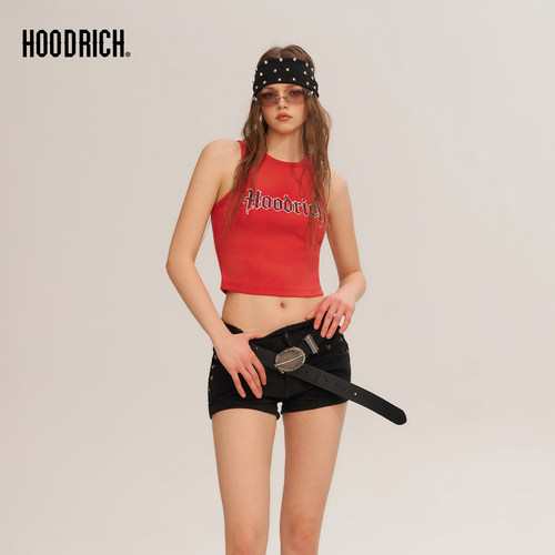 HOODRICH扎染字母印花背心春夏潮流修身短款多巴胺甜辣无袖女款