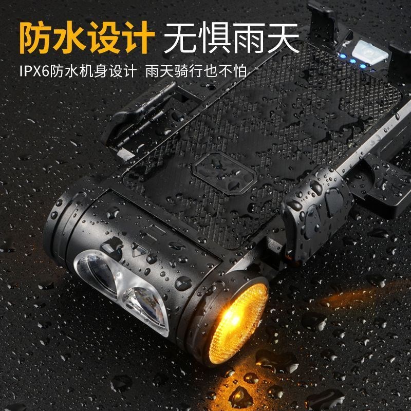 【五合一】自行车灯夜骑灯前灯喇叭超亮手电筒单车骑行装备手机架