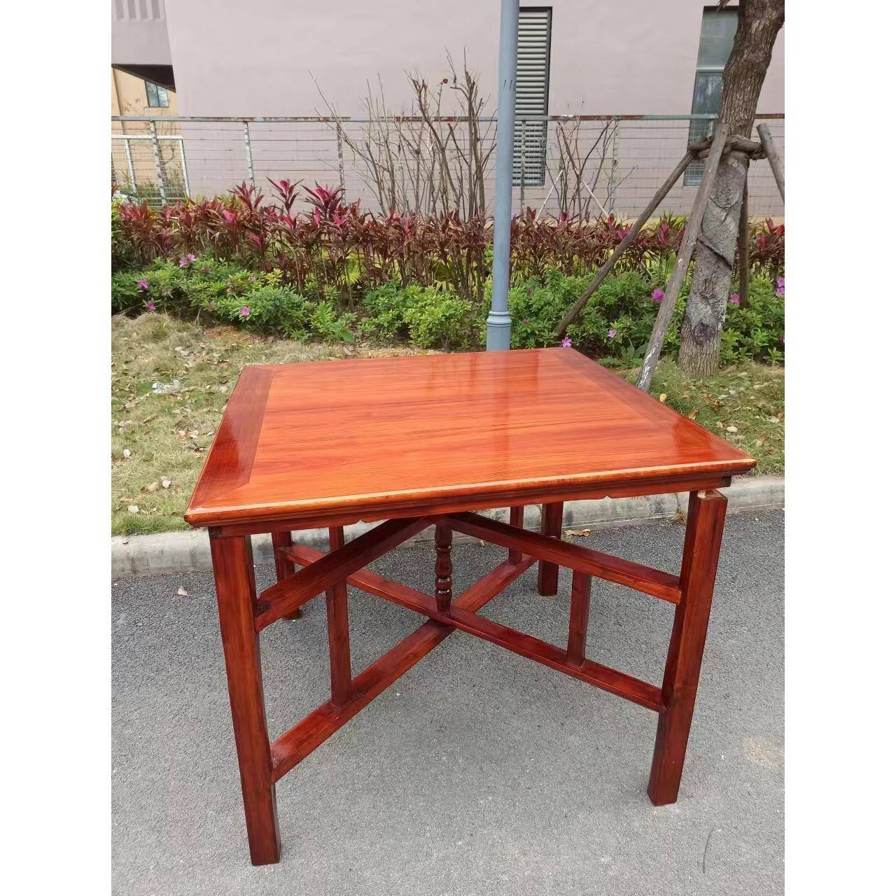 实木八仙桌胡桃色八仙农村仿古老式卸折叠拆木原正方形中桌式餐桌