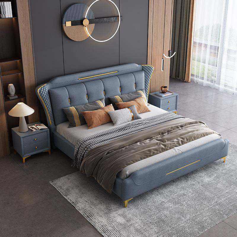 布艺人床现代简约储物轻奢1.8科技木布DSA.5米实软包别墅双主卧1