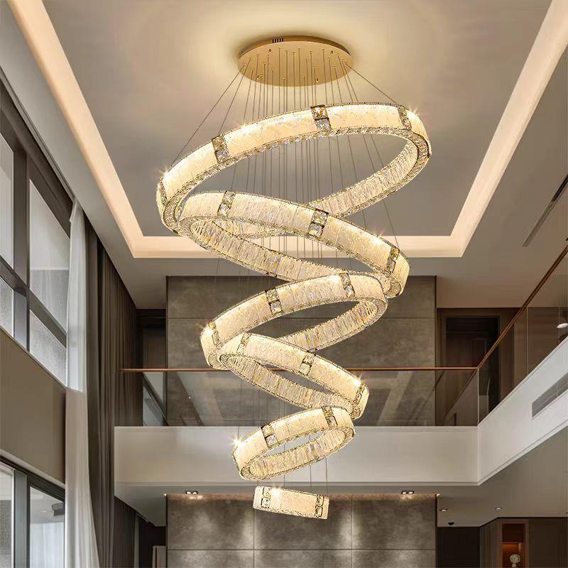 复式吊灯现简约代347大吊灯别f墅楼中灯楼挑空客厅长吊lot复式水