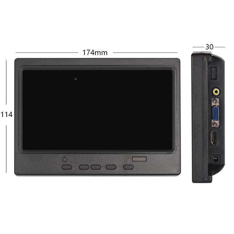 7寸载显示监视器vga/hdmi/AV视频视器监电脑副车屏高清倒显车H07