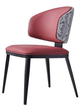 意式餐椅极17885闲简简约家轻奢靠背个耐性餐厅休座用椅超纤皮磨