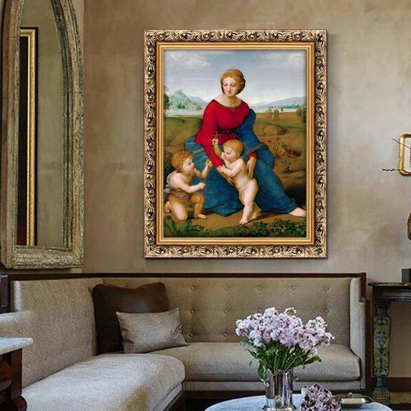 拉斐尔西斯廷母学院装饰画卧挂画复古圣人世物油UWI画室界名画