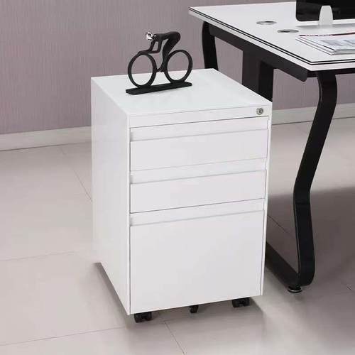 钢制活动柜办公储桌下收纳0036柜抽屉式矮柜物柜移动小推柜锁带劳