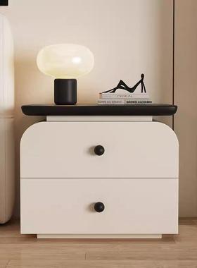 FKV2025新款感免装安中古纳奶油风极简现代收储物卧室床头柜木