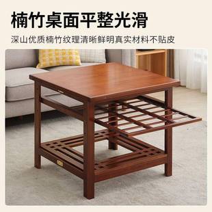 WET 02楠正长方形可折叠多功能竹实木取加厚烤架火暖桌餐桌抽屉式