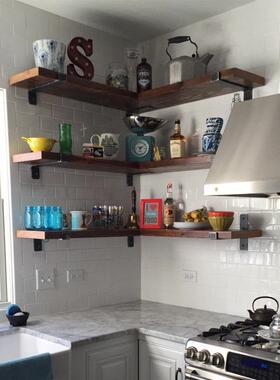 复古墙上置物架架意墙壁实DM-41316创木隔板壁层书架一字挂搁板铁