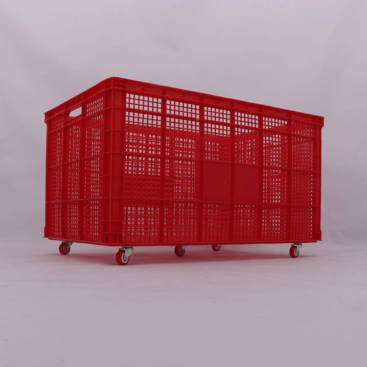 TRQ厚带轮周转塑料筐加胶大号递周转筐物流中转快熟框带轮服装整