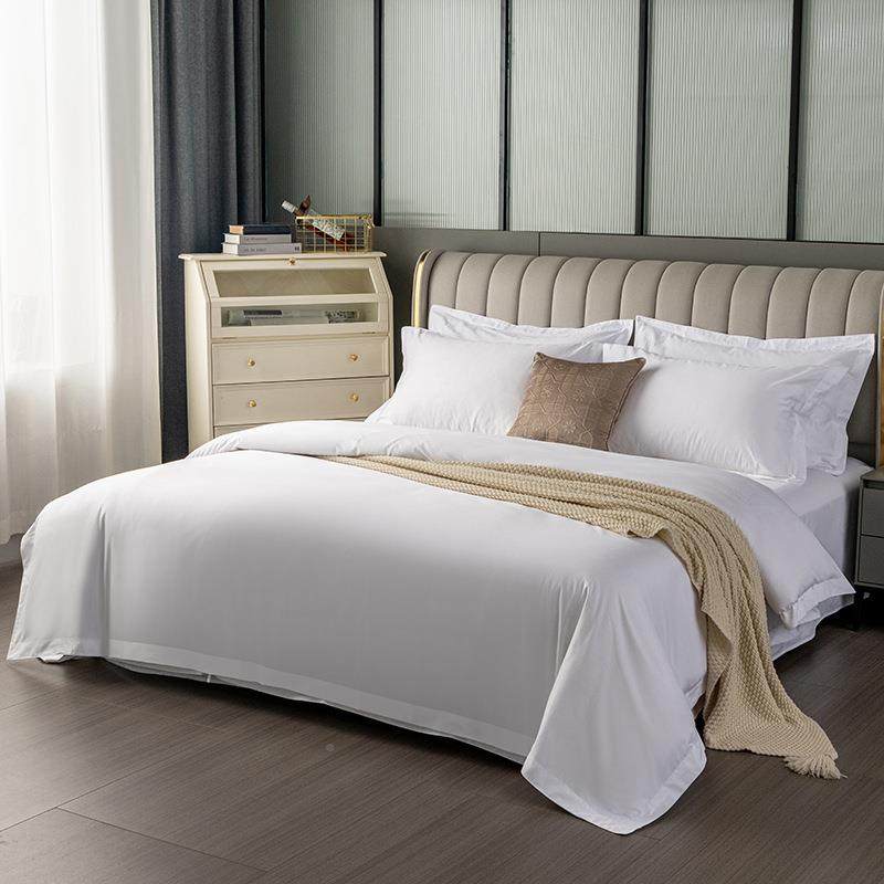 酒四店白布草件套纯棉贡缎宾馆床上XPC用民宿色被套品床单枕套
