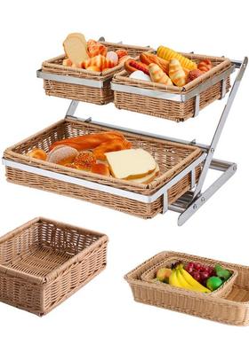 锈VFO钢藤兰架不欧式双层三层点心店架面包蛋糕托工盘厂果架