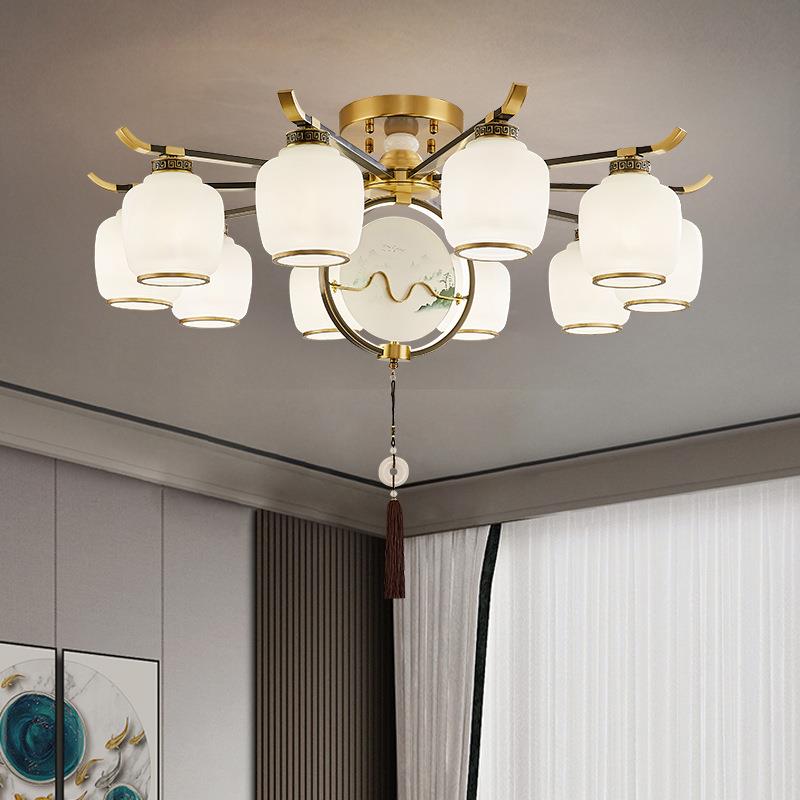 全铜新中式吊灯客厅灯具古中国风餐仿灯现代厅约D22006酒简店书房