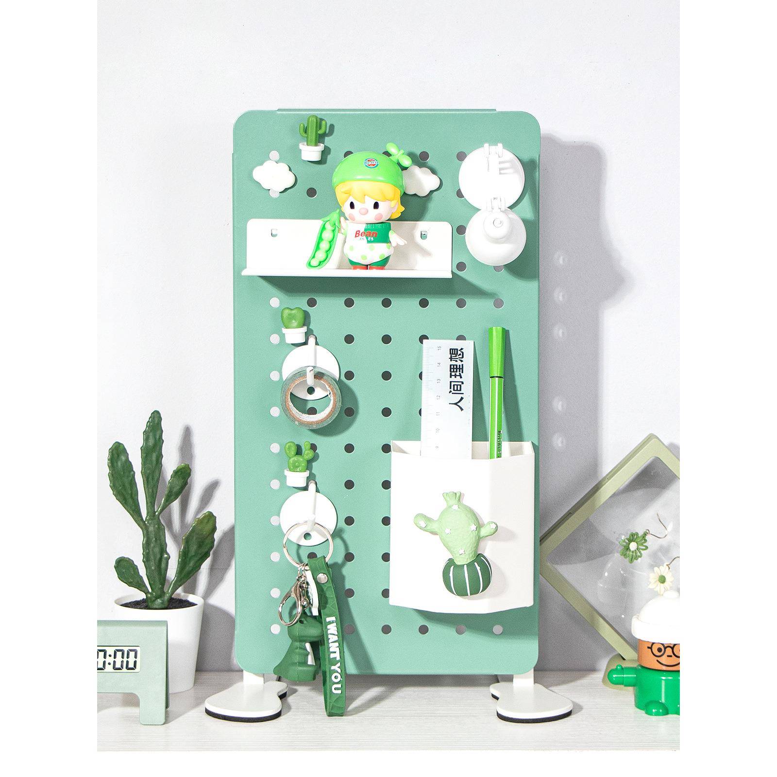 RUH新款铁架艺桌面办洞洞板免打孔可立桌上置物架装饰公桌书展示