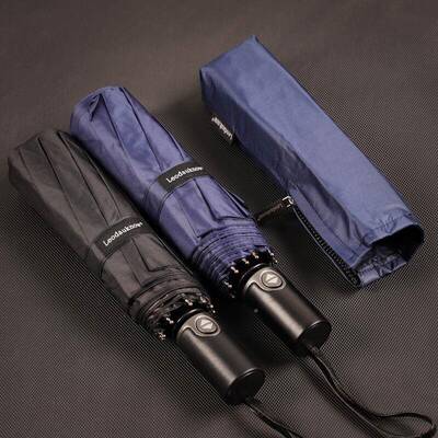 士娜三多折10141骨自动商务雨伞实木手柄黑胶防全晒晴雨两欧用伞