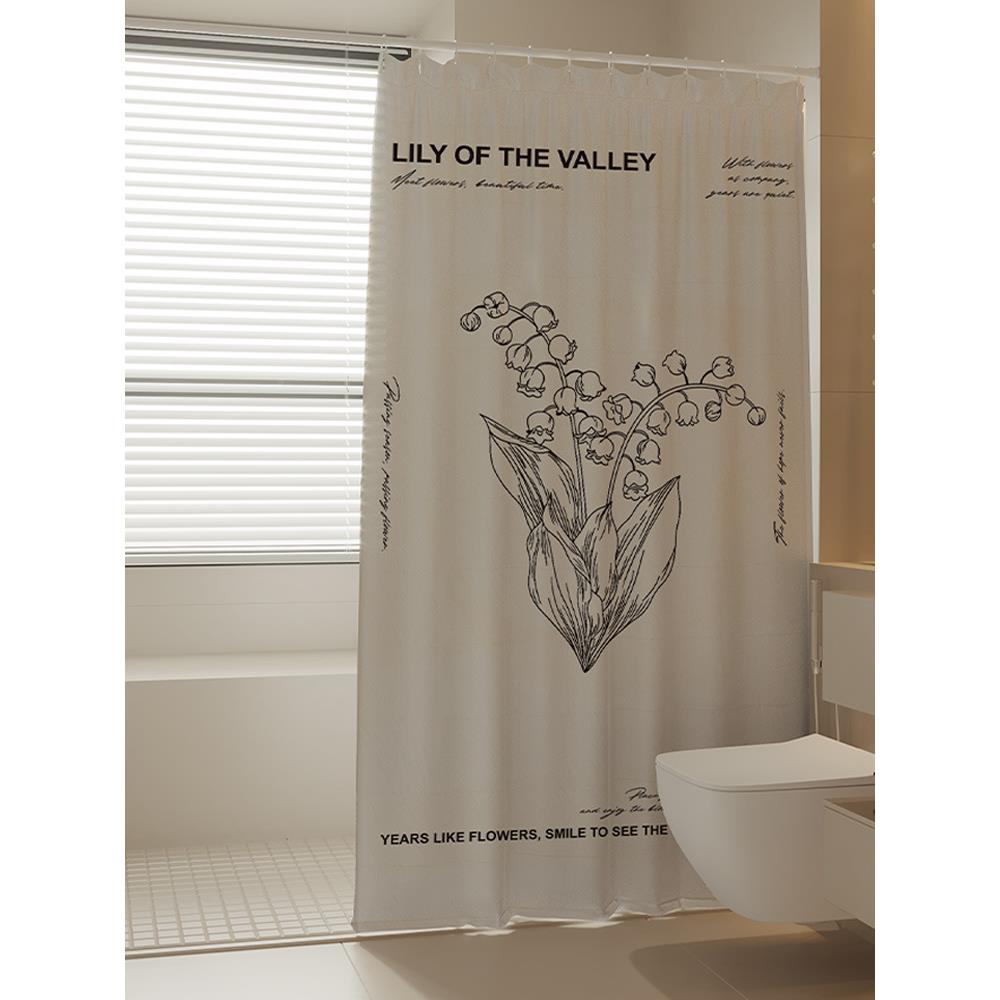 浴室防水布帘防霉浴CYLA0094孔帘卫生间免打隔断窗帘浴淋间遮挡子