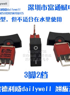 台湾德利威dailywell 翘板开关切换开关 Q24A 3脚2档防水钮子开关