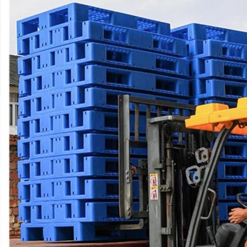 塑料托盘出口青岛胶州厂家出售进液压车使用车间仓储物料塑胶卡板