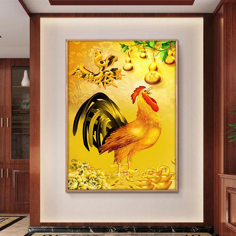 金鸡装饰大画金鸡报晓ZLK挂画雄鸡吉金鸡送壁画大公鸡生肖图大福