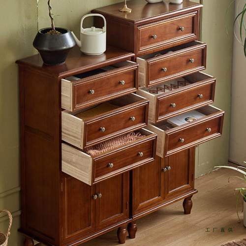 美式古实木柜家用卧小斗室多层抽屉F5M69S5H式储物柜型简约五斗复
