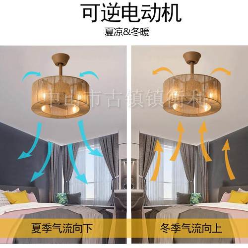 波米亚西编织绳灯美式复古卧室客厅吊扇无品牌/灯吊一体简约扇风