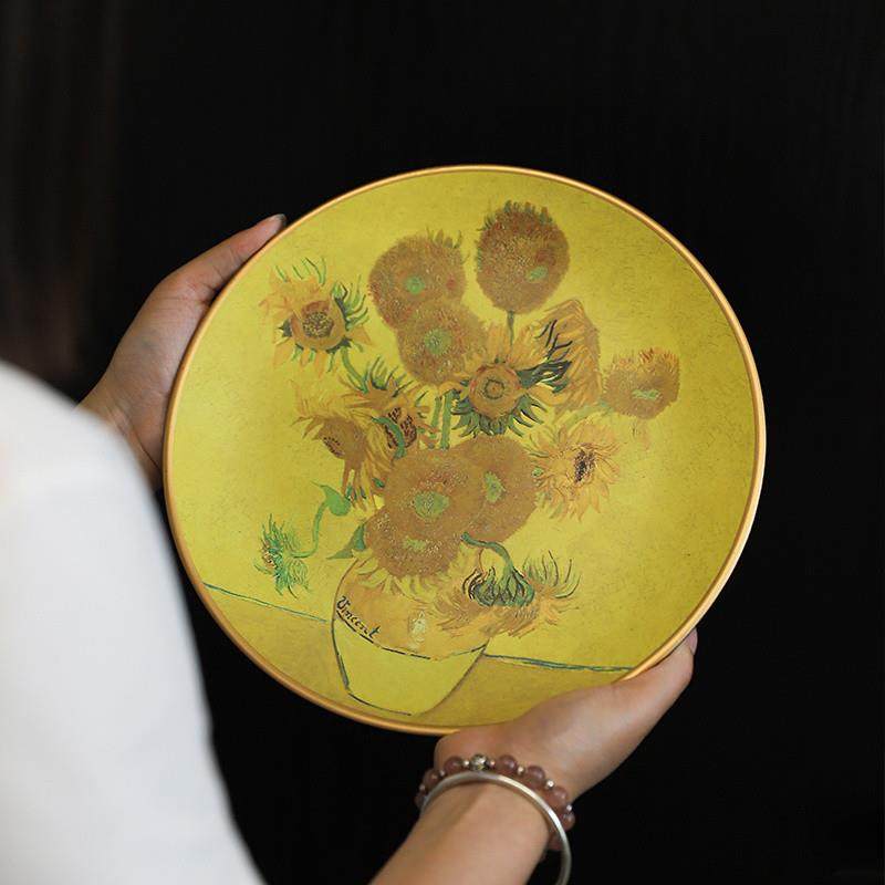 梵S7PfxDJt挂高油装饰盘子陶瓷摆件盘客创厅电视柜向日葵欧画式复,家居饰品,装饰摆件,淘宝优惠券,粉丝福利购,淘宝优惠卷