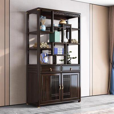 985新中格式乌金木古架博实木书架书房客厅置列物架多宝摆件架陈