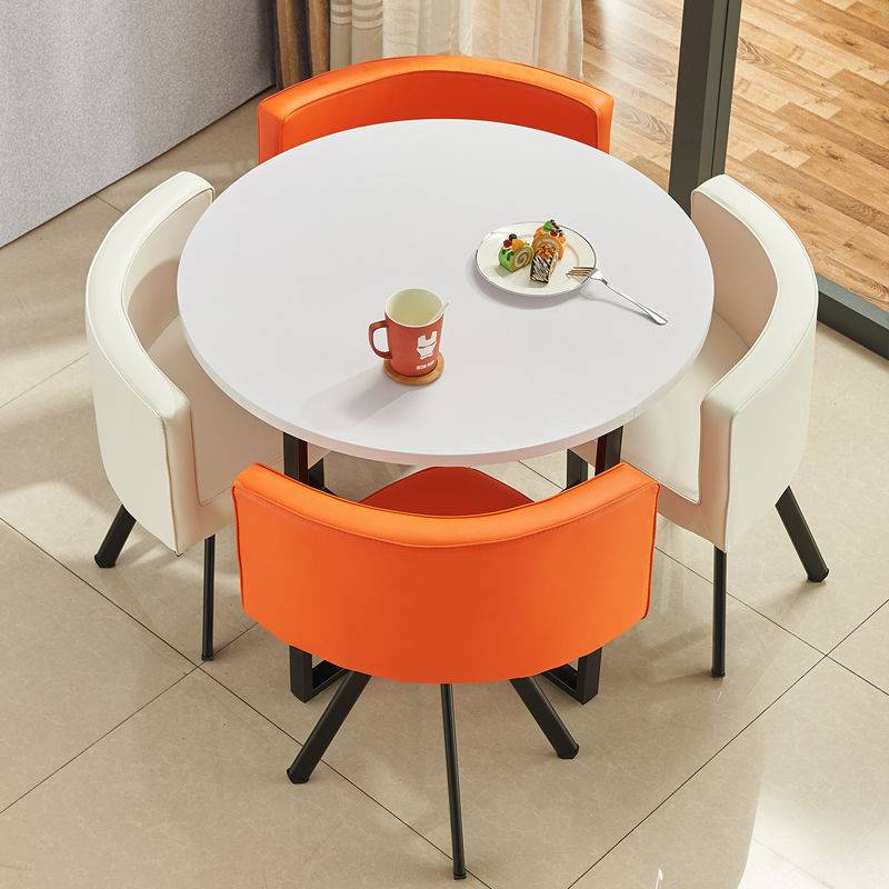 简约接待家用餐桌椅组合小圆桌店铺办公室会议桌休闲小户型餐桌椅