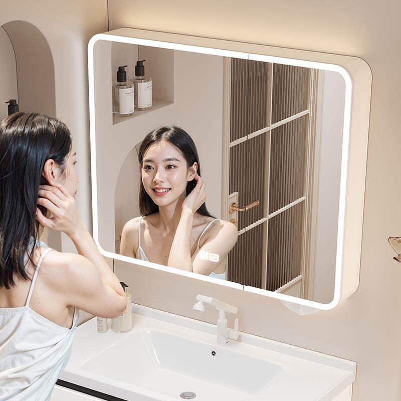 浴室镜带灯防雾卫生间镜子电吹风84机储架物收室纳一柜体柜浴柜