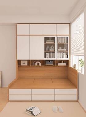 小户气压物床儿童榻榻QVZ米床柜一体型化节空间卧室衣柜组储合床