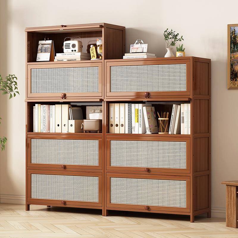 简易书架储书OOTE745柜日式多边柜复古防藤编客视厅物柜旁柜翻盖