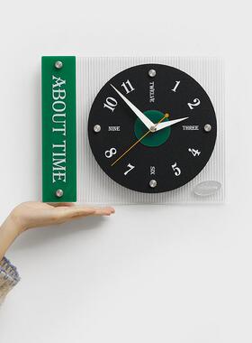 woom简屋准免打孔奶油风艺术z挂TYOS858钟表客厅家用约现代创意时