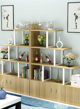 W680客厅隔断玄柜关屏风简约现代展示多层钢木7置物架户型酒小柜