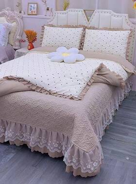 类a母婴级针织棉夹亚棉床盖被套四件防滑床pxx10032单三件套床套