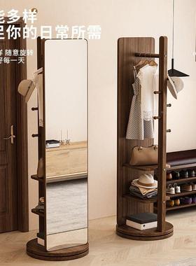 可旋10075转全身镜穿衣镜落地镜子占地家用储不落地衣挂衣架一物