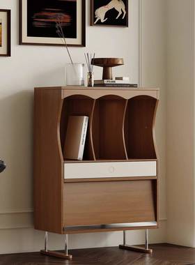 柜复古樱桃木色LLX柜全实木沙发边斗柜厅书书客架展示柜卧室收纳