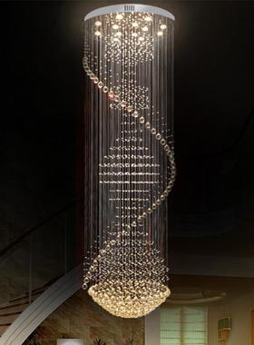 UAC楼复式楼梯灯客厅别墅灯梯间水晶灯圆形吊大长厅吊线灯旋转吊